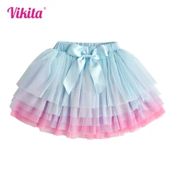 VIKITA Girls Skirts Kids Layered Mesh Tulle Cake Princess Tutu Skirts Girl Birthday Party Performance Daily Casual Ballet Skirt