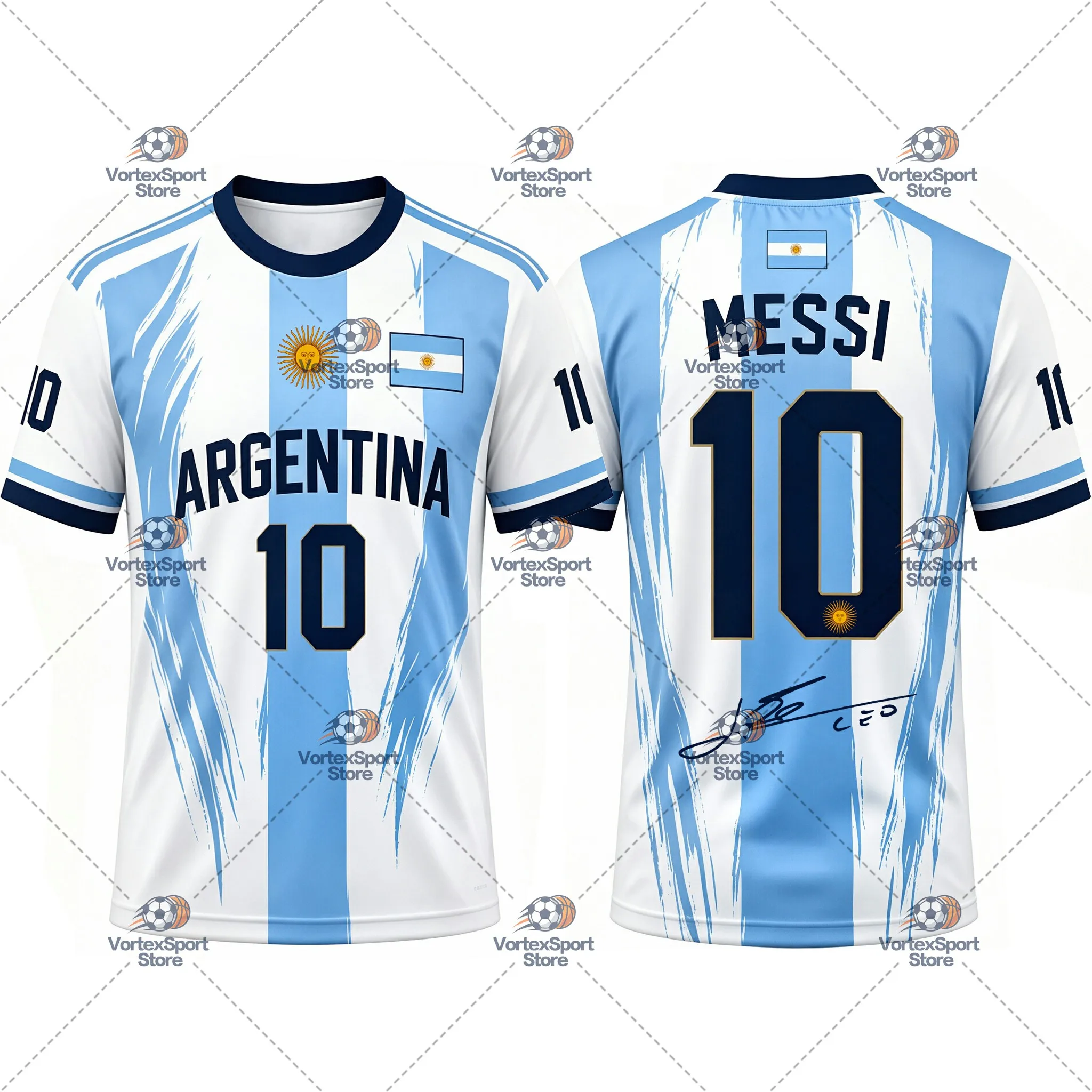 Argentinien, Kinder, Messi, Nr. 10, schnelltrocknendes Fußball-T-Shirt, Herren, alle Größen, kurzärmelig, Rundhalsausschnitt, für den täglichen Fußball-Trainingssport. – Detail 14