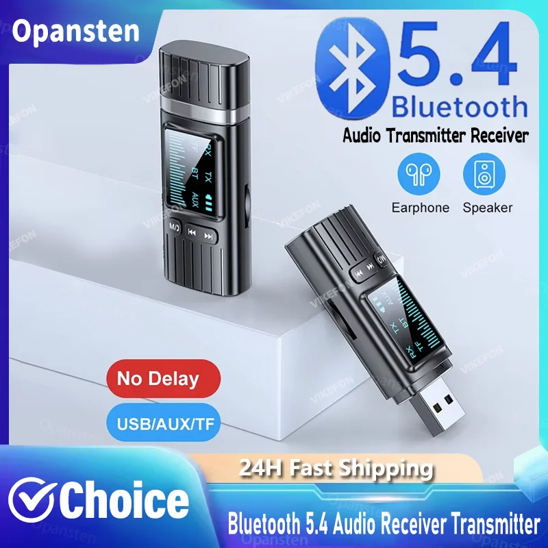 2-in-1 USB Bluetooth 5.4 Receiver Transmitter Audio Adapter LED HD Display Screen TV Computer Bluetooth for Screen 3.5mm Adapter