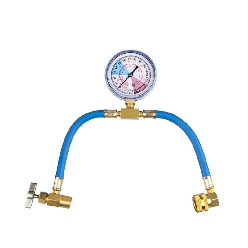 R134A Air Conditioner Gas Cooler Refrigerant Charging Pipe Tube Recharge Hose with Pressure Gauge for Car Automobile