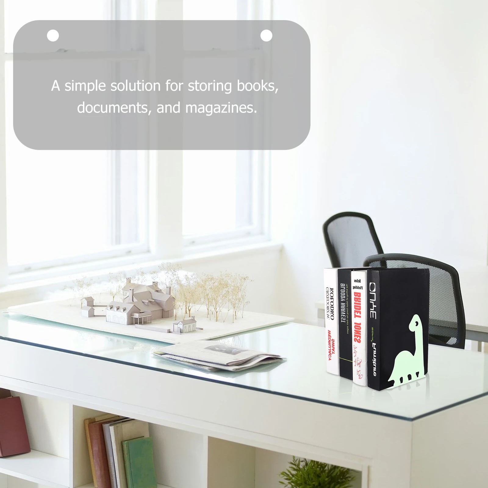 

Dinosaur Book Stand Bookends Bookshelf Folder Cute Desk Organizer Desktop Iron Storage Rack Modern Decoration