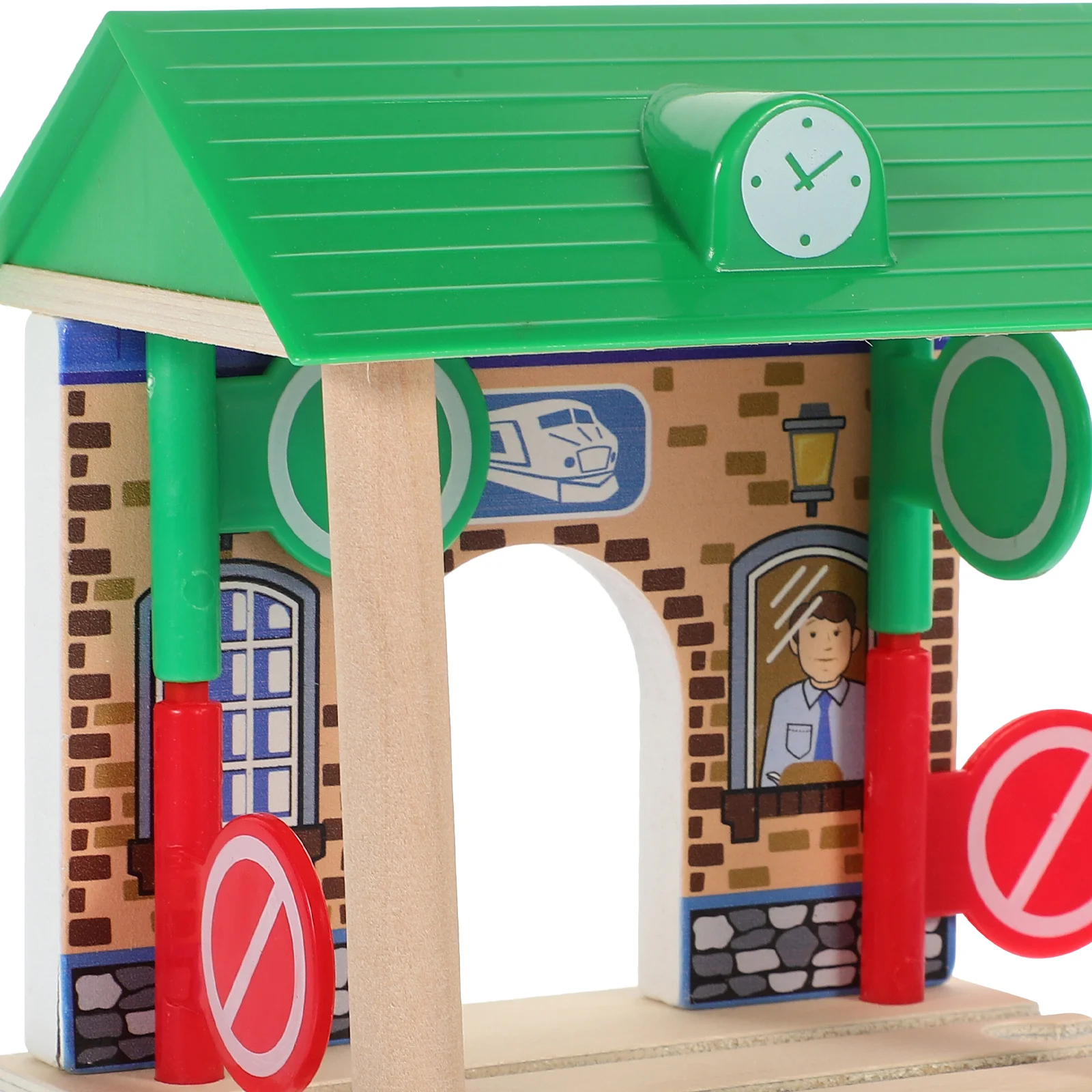 Pretend Train Track Accessories Child Decor Plastic Small Wooden Railway Station