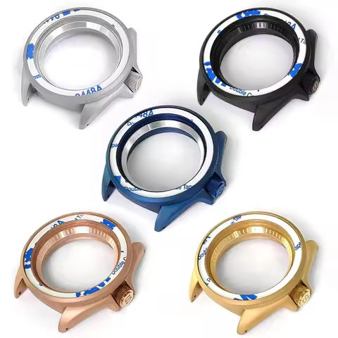 42MM SKX007 Watch Case Crown At 3 O&rsquo;Clock Black Silver Gold Blue Stainless Steel Matte Finish Se.i.ko 5 SRPD Chapter Ring Bezel