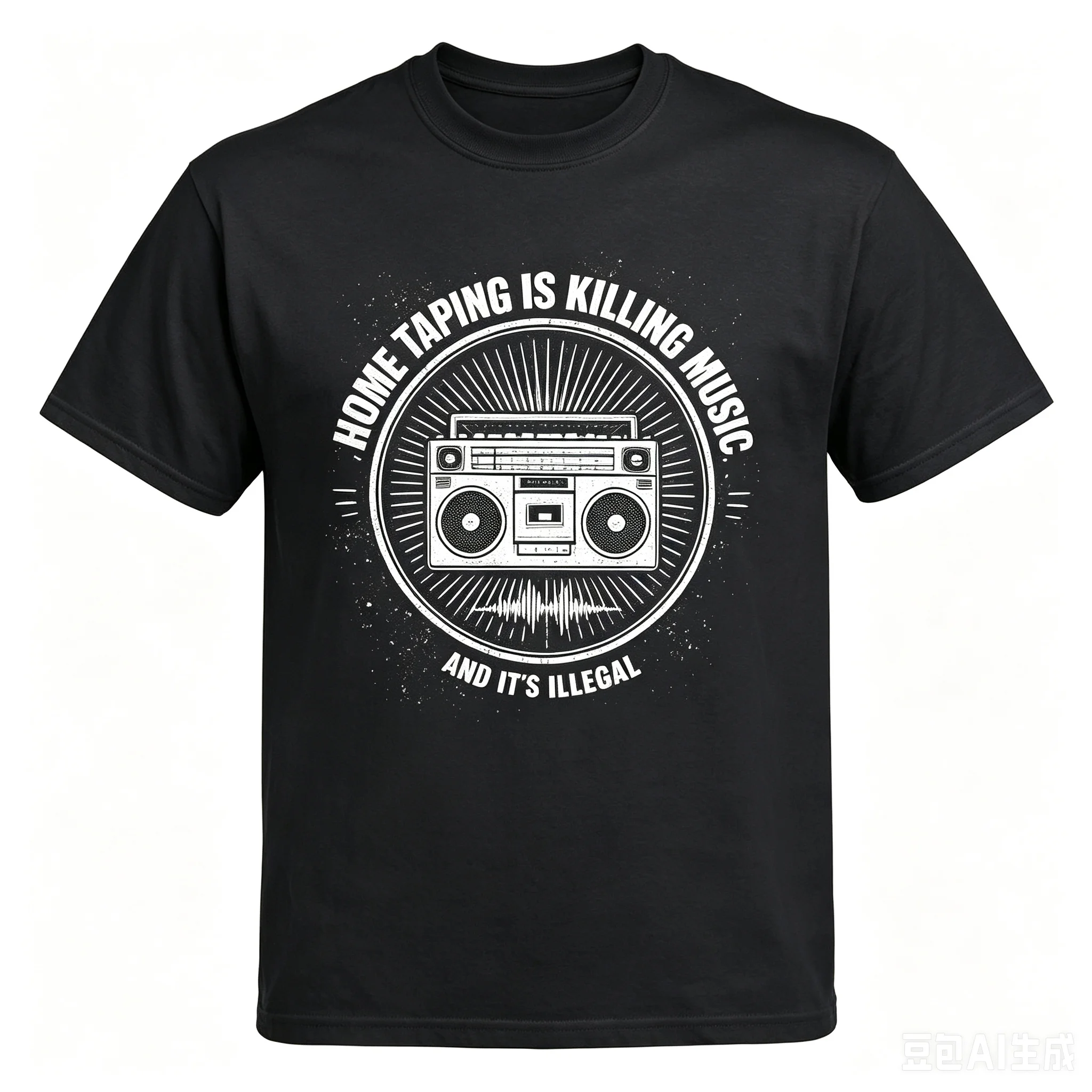 Vintage Boombox Home Taping Is Killing Music Graphic T Shirt Retro Music Lover Crew Neck Short Sleeve Casual Unisex Tee