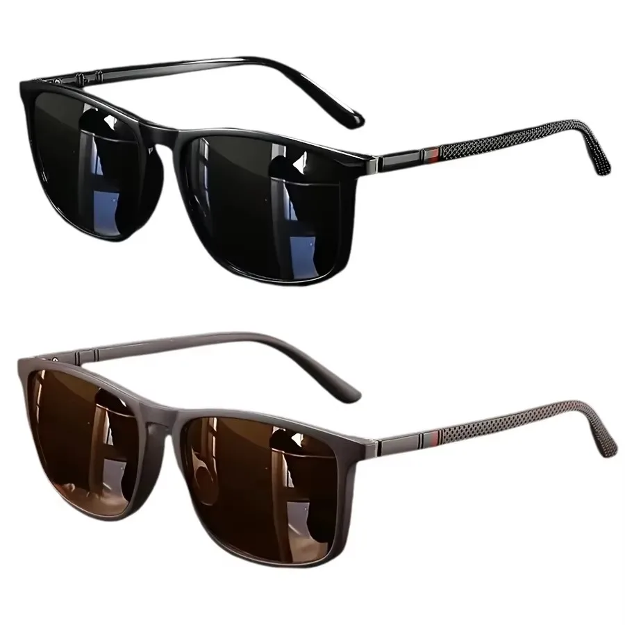 AliExpress mjyiwang MJYIWANG 2PCS Retro Square Futuristic Sunglasses Unisex Suitable For Driving Vacation Outdoor Cycling and Other Year-Round Gifts