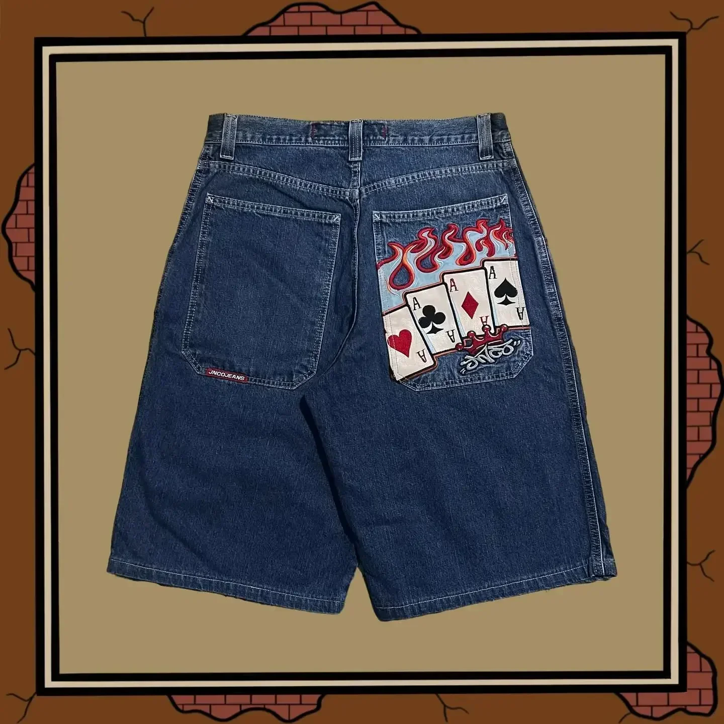 JNCO-pantalones cortos de mezclilla para hombre y mujer, ropa de calle de estilo nuevo, Y2K, hip hop, Harajuku, holgados, informales, pantalones cortos góticos de baloncesto