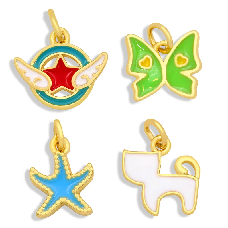 ocesrio-медная-звезда-Сделай-Сам-Серьги-Подвески-шармы-для-браслета-Эмаль-Шарм-для-ожерелья-ювелирные-изделия-принадлежности-chma075