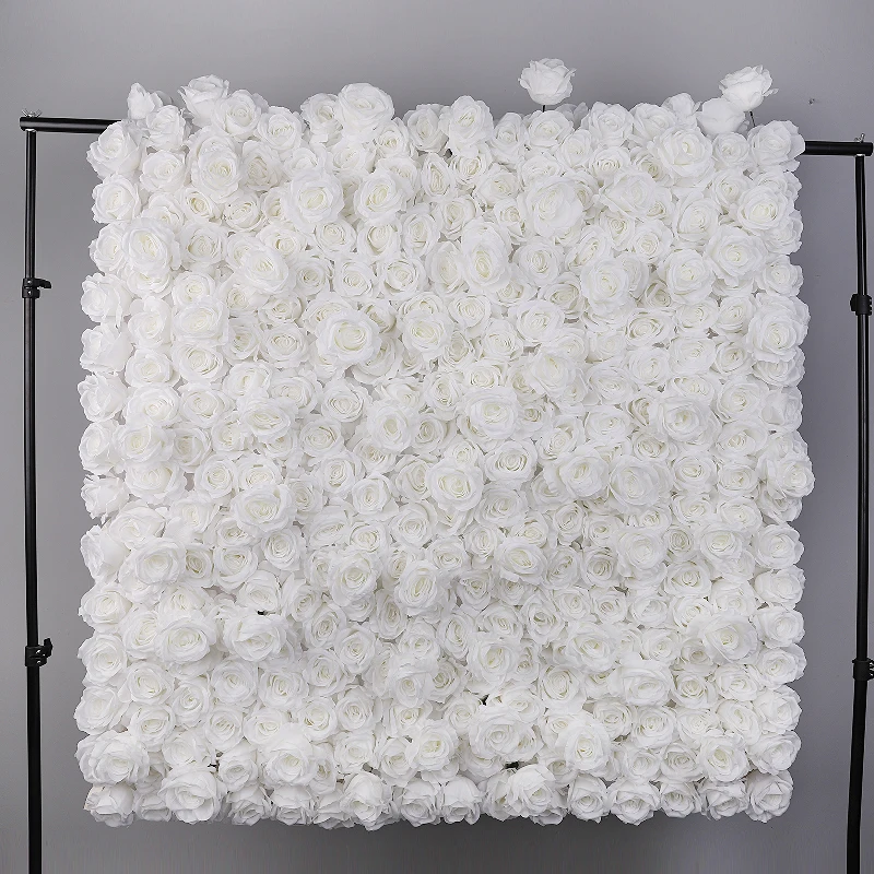 Wholesale Customized white Wedding artificial flower wall for decoration Rose Backdrop Silk Artificial Decorative Flower Wall