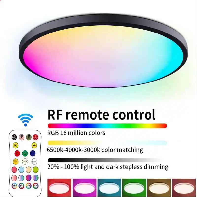 

LEZOE RGB LED Flush Mount Ceiling Light Dimmable with Remote Control 24W 3000K-6500K Color Changing Light Fixture for Bedroom