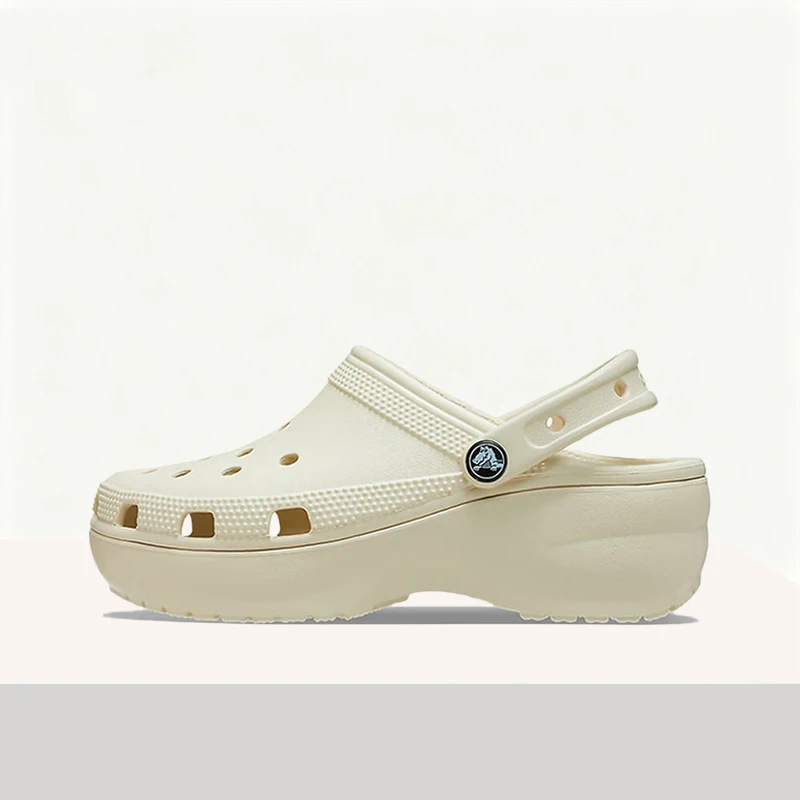 Crocs Classic Platform Clog Off-White Simple Stylish Versatile Durable Thick-Soled Elevated 4.1cm Slip-On Women Clog 206750-2Y2