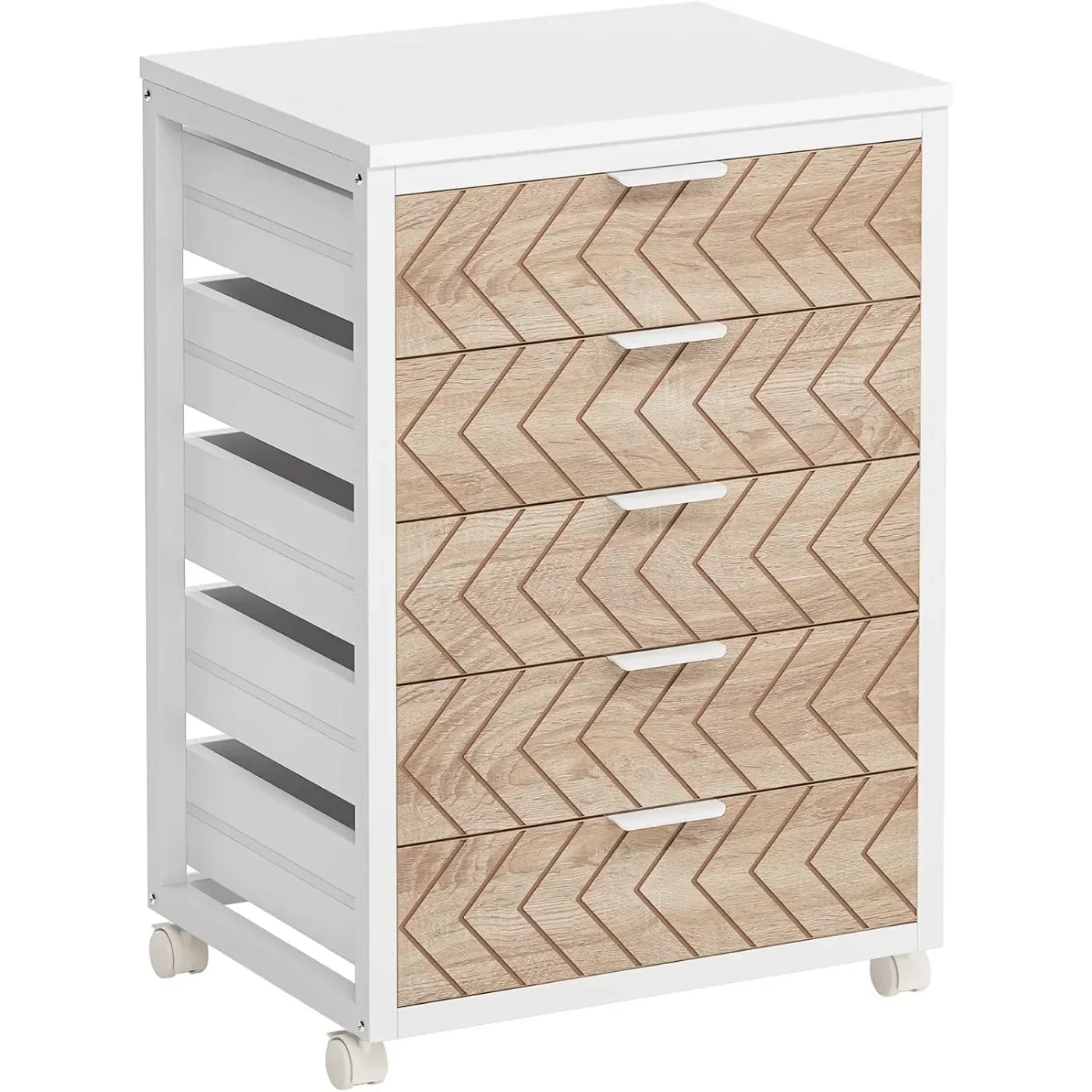#5-Drawer File Cabinet, Mobile Storage Drawer Unit, Office Cabinet with Drawers & Wheels, Rolling Printer Stand for Home Office
