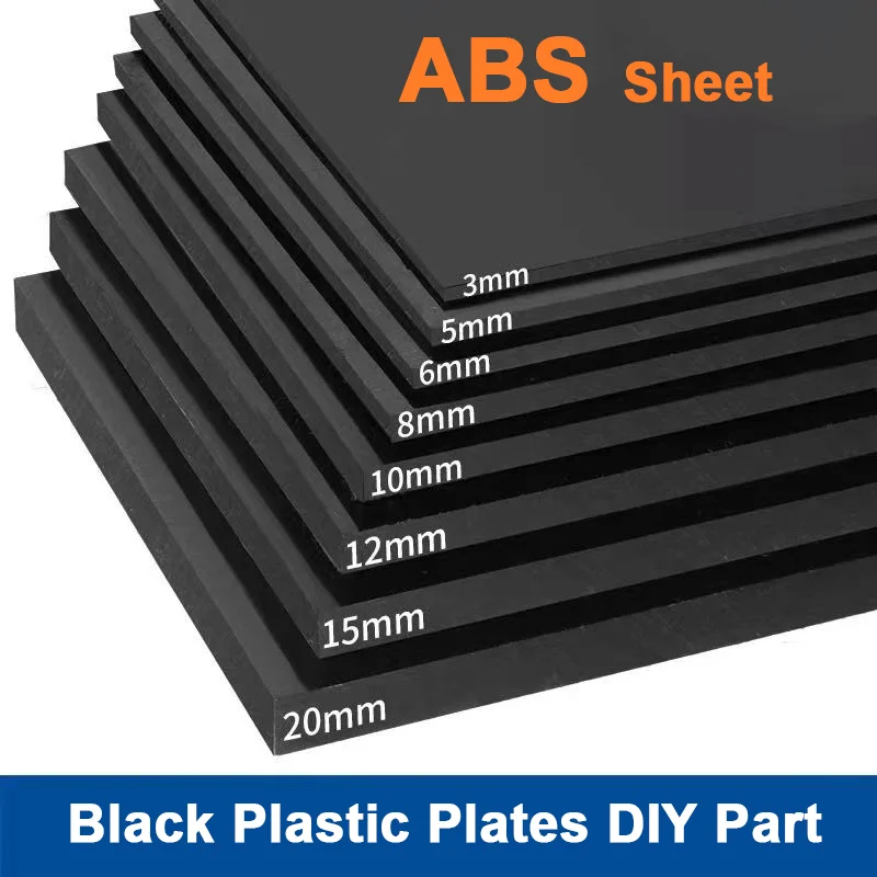 1Pcs ABS Plastic Sheet Thick 1- 30mm Styrene Plastic Flat Sheet Black Board Vacuum Forming DIY RC Body Parts For Industry Tools
