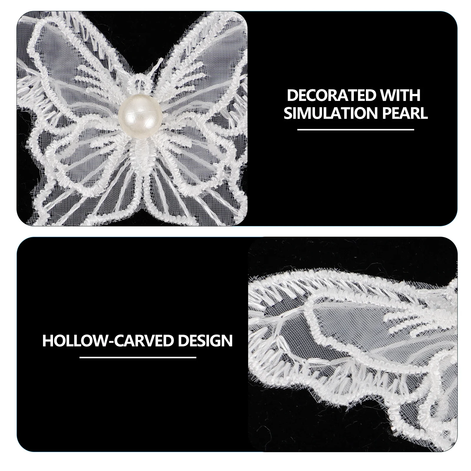 

10Pcs Lace Butterfly Embroidered Appliques Pearl Decor Patch DIY Sewing Clothing Wedding Dress Accessories Butterflies Patches