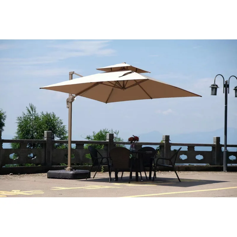 custom.Large Size Outdoor Aluminum LED Garden Light Cantilever Parasol Patio Roma Style Outdoor Furniture Use