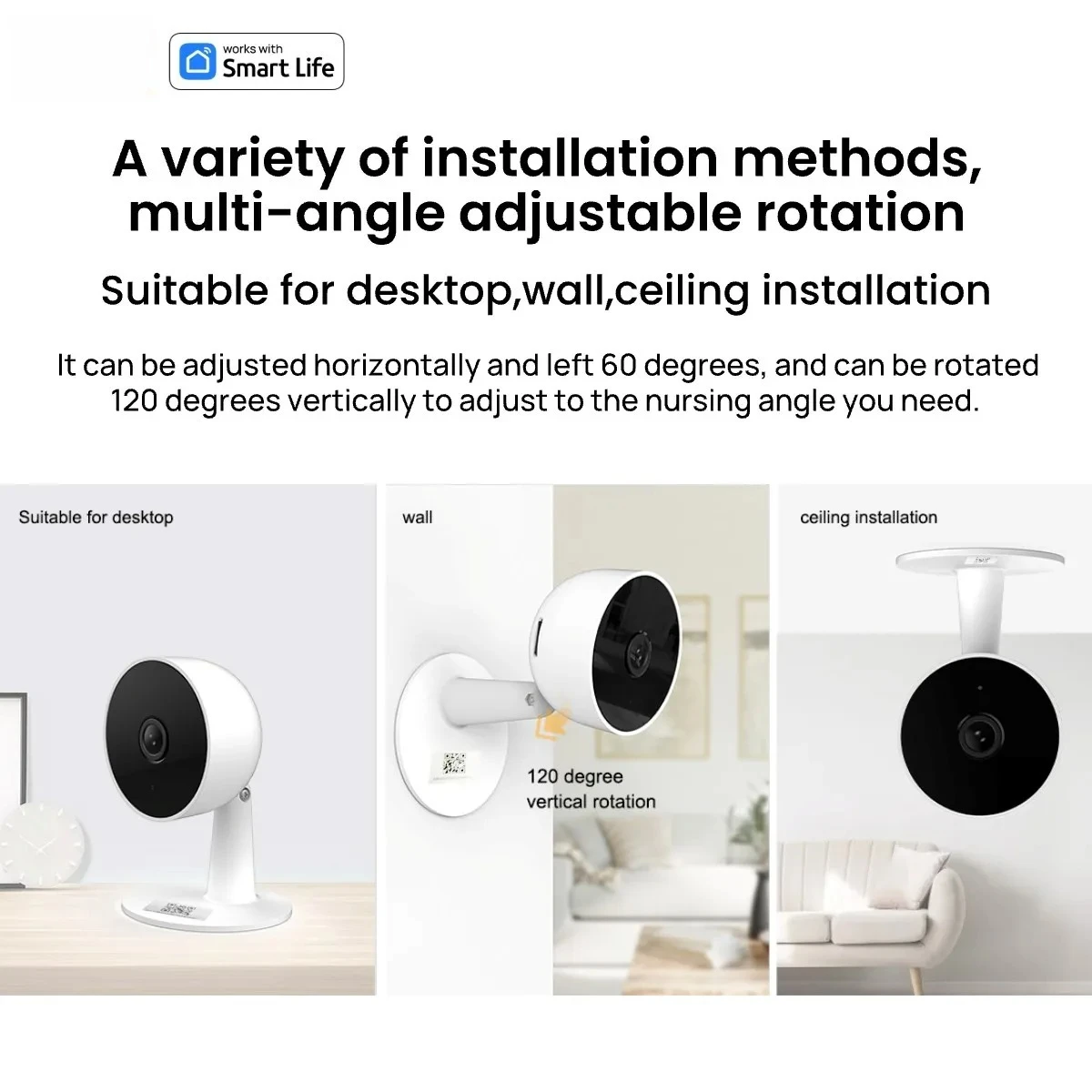 

Tuya Smart 3MP HD Indoor Security Camera For Baby Elder Pet Nanny With Real Time APP Alert 2 Way Audio Human Detection