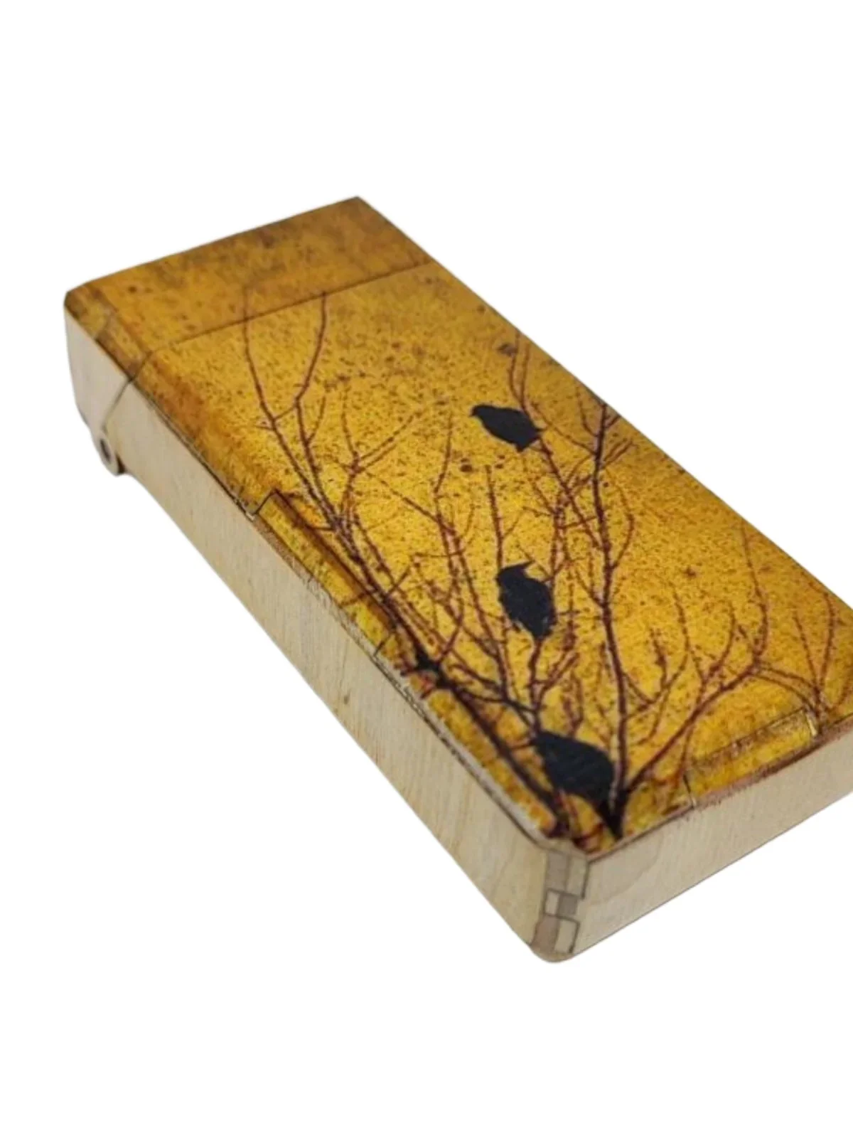 Handmade dusk and sunset, creative bird carving personalized gifts, wooden fine cigarette case