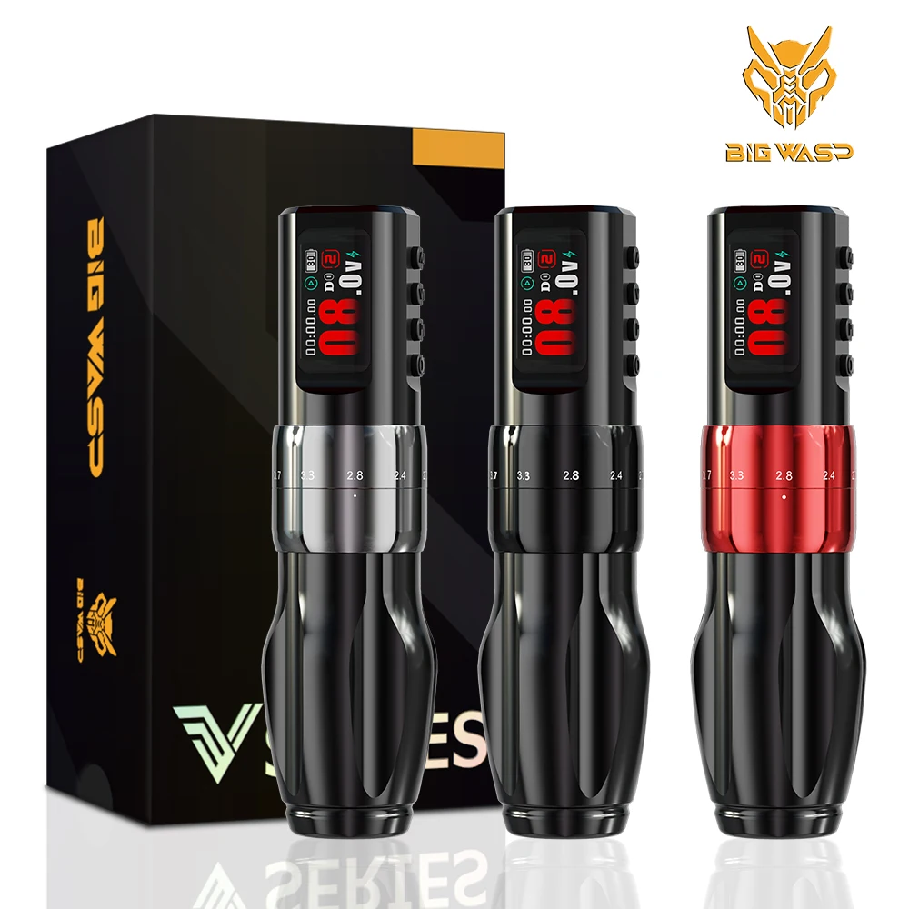 

BIGWASP Wireless Tattoo Machine 2.0-4.2mm Stroke Adjustable 2000mAh Battery Coreless Motor Pen Professional Wireless Tattoo Gun