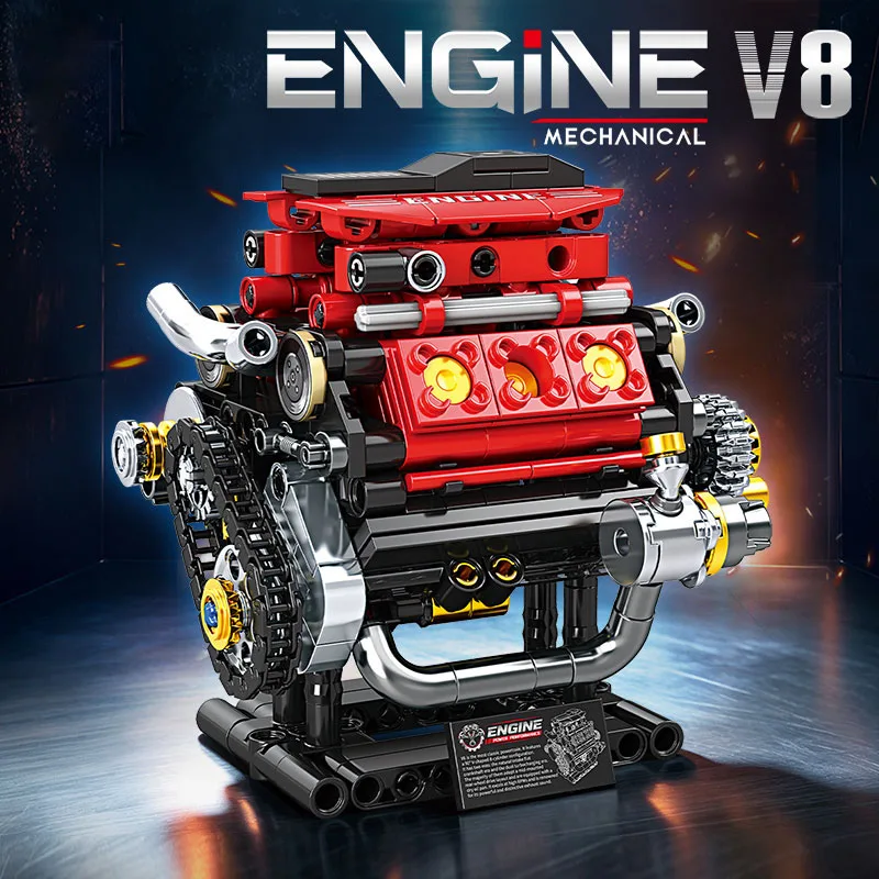 Ensemble de blocs de construction de moteurs V8 et Boxer Flat 6, modèle de moteur de voiture à manivelle mobile, jouet de construction technique STEM