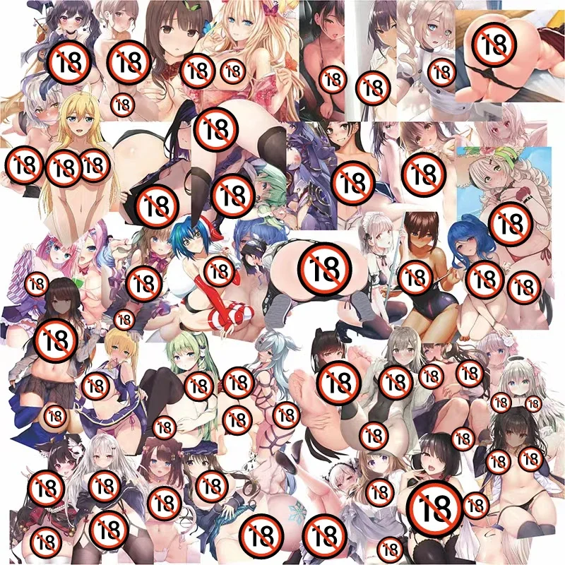 50 Uds. Pegatinas impermeables de colección exclusiva de Anime Sexy Waifu para adultos (18+)