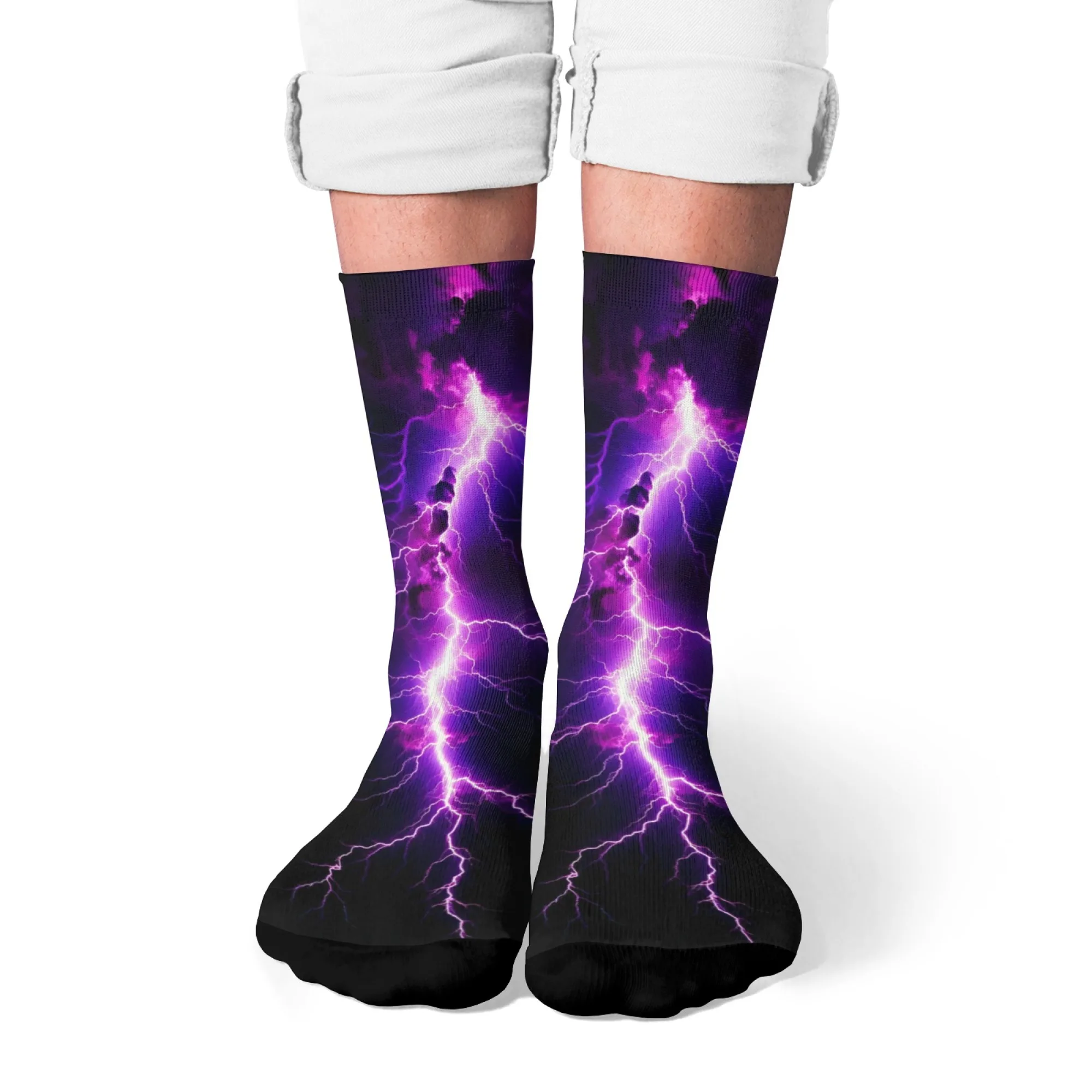 

Cool Lightning Men's Socks Comfortable Breathable Non-slip Socks Novelty Street Trend Fun Socks Fitness Running Cycling Climbing