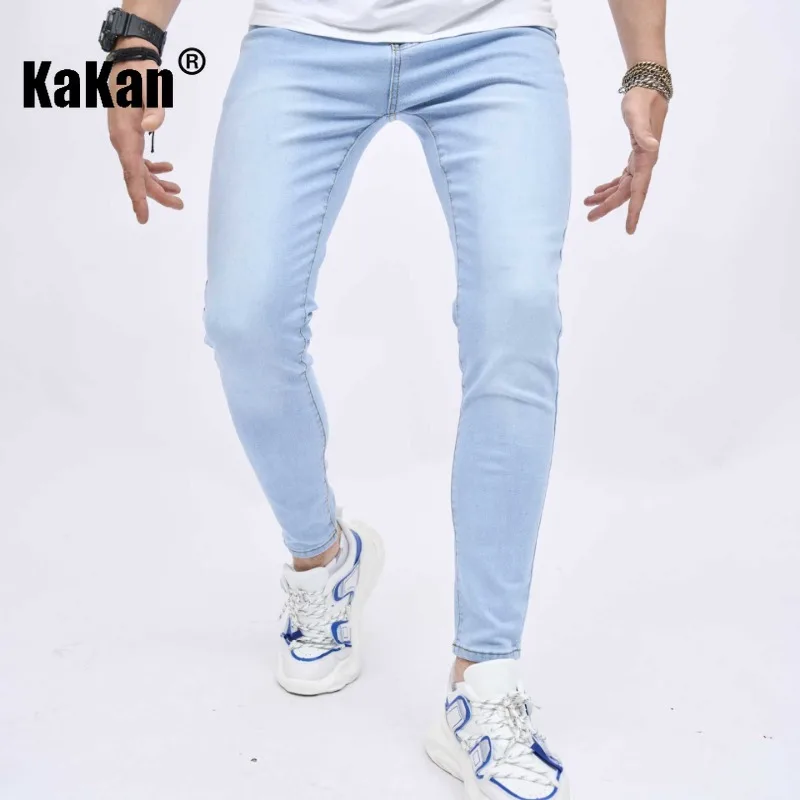 Kakan - New High-quality Jeans From Europe and America for Men, Casual Light Colored Elastic Tight Pants K9-2617