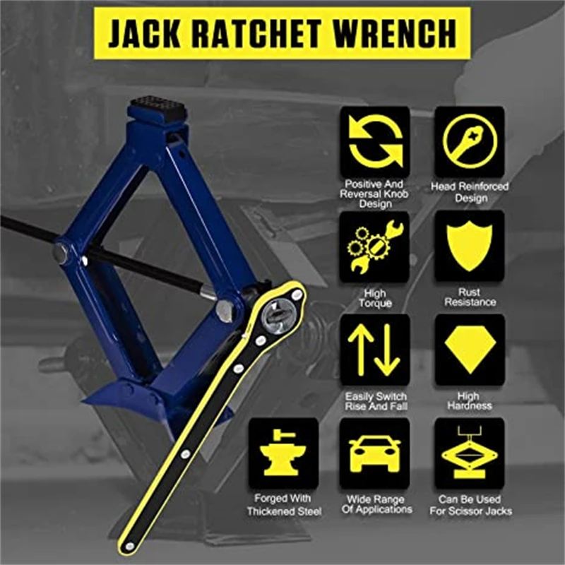 Automotive Labor-Saving Jack Ratchet Wrench Universal 360° Scissor Car Jack Lift Speed Handle Tool Cross Wrench Conversion Head