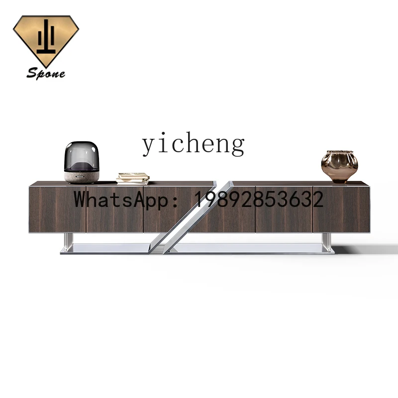 AA  telescopic TV cabinet combination smoked walnut coffee table  home decoration accessories