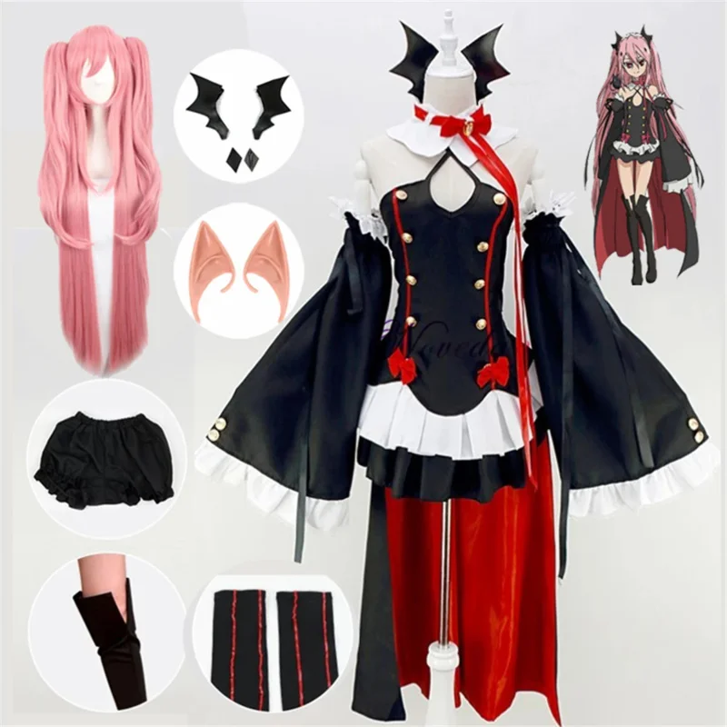 

Серафим Конца Owari no Seraph Krul Tepes Косплей Костюм Униформа Парик Косплей Аниме Ведьма Вампир Костюм на Хэллоуин для женщин