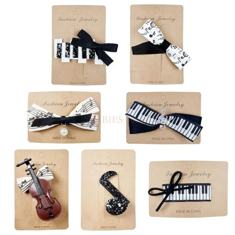 C9GB Grampos cabelo Violino Nota Musical Grampo cabelo para meninas Headwear Barrettes