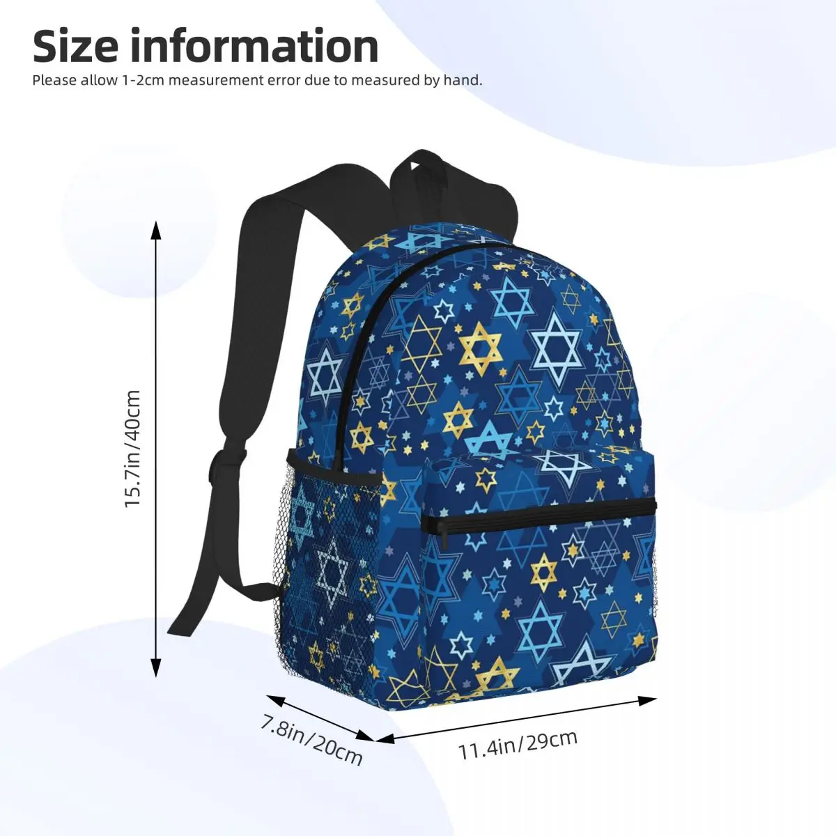 Star Of David Print Student Backpack School Bag Hiking Travel Daypack for Men Women Bookbag Shoulder Bags