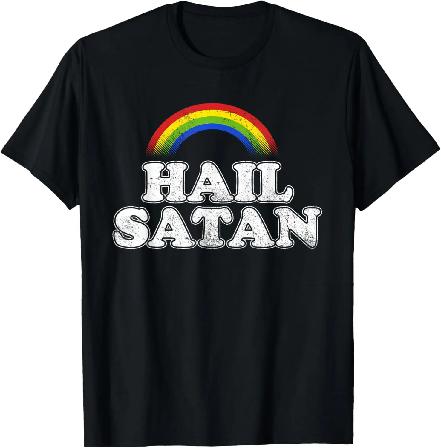 Hail Satan Lustiges ironisches Regenbogen-T-Shirt für Männer und Frauen mit kurzen Ärmeln, Kawayi-Grafik-T-Shirt, Camiseta Hombre