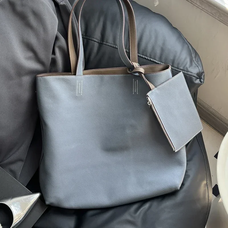 Borsa a tracolla per pendolarismo in pelle morbida di grande capacità borsa a tracolla per pendolarismo con strato superiore a doppia faccia Texture
