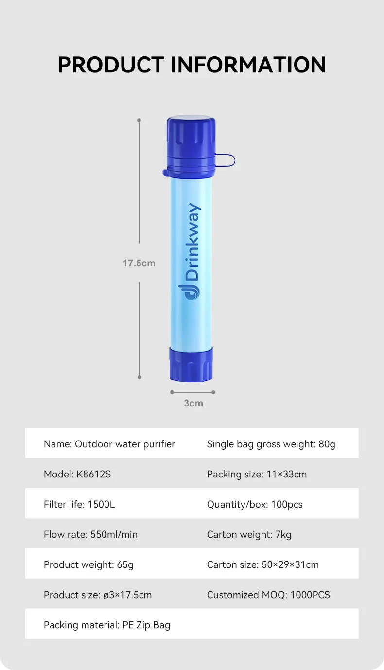 Outdoor Camping Survival Portable Direct Drinking Filter Straw Water Purifier