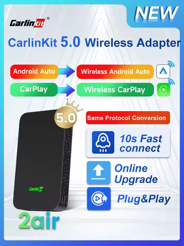 2air CarlinKit 5.0 &4 Wireless CarPlay Wireless Android Auto Box 2.4G&5.8Ghz WiFi BT Auto Connect Plug&Play For Wired AA CP Cars