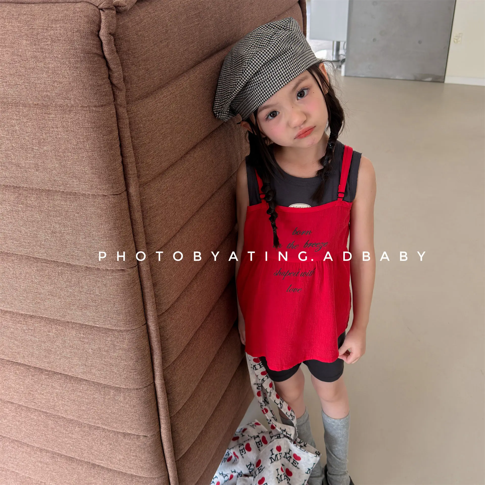 

Новинка лета 2026: Детская тонкая хлопковая майка-топ без рукавов для девочек, милый топ-принцесса с надписью, детская одежда