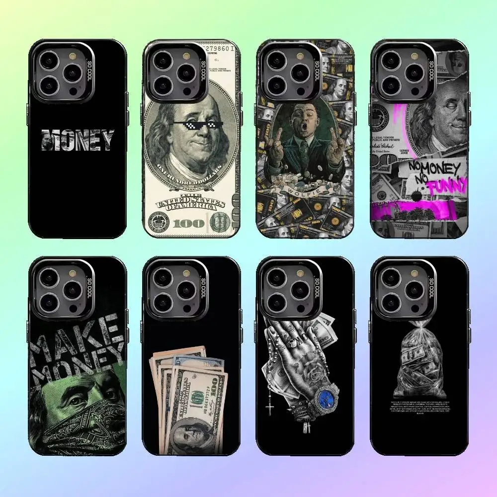 

USD Dollar Design Phone Case For iPhone17,16,15,14,13,12,11 Plus,Pro Max Colored silver phone case