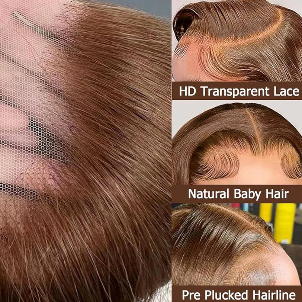 12 인치 초콜릿 브라운 짧은 밥 인간의 머리 가발 13x4 레이스 전면 인간의 머리 가발 미리 뽑은 100% 브라질 가발 인간의 머리카락