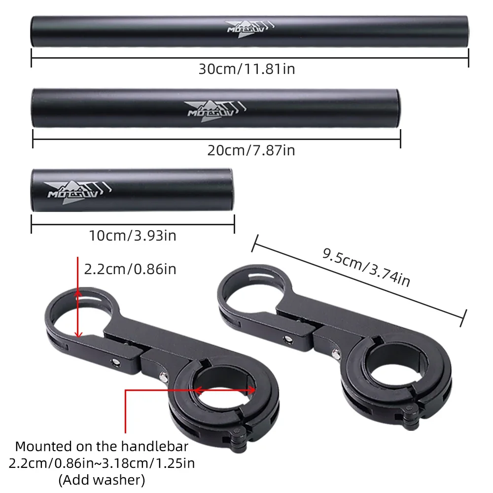 자전거 핸들 바 확장 브래킷 MTB 헤드 라이트 마운트 확장 바로드 산악 자전거 핸들 바 익스텐더 랙 부품 10/20/30cm