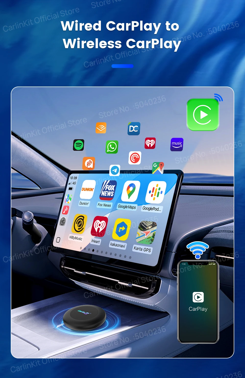CarlinKit Android 16 Ultra 2 CarPlay Ai Box CQ4390 8G+128GB Bildschirmspiegelung Kabelloses Android Auto Split-Screen FOTA Für Netflix – Detail 6