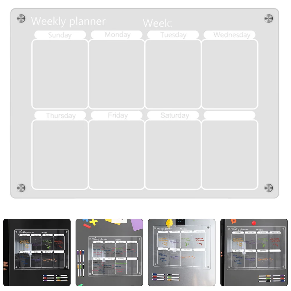 

Acrylic Weekly Planner Refrigerator Magnetic Whiteboard Note Calendar Clear Dry Erase for Fridge Reminder Message