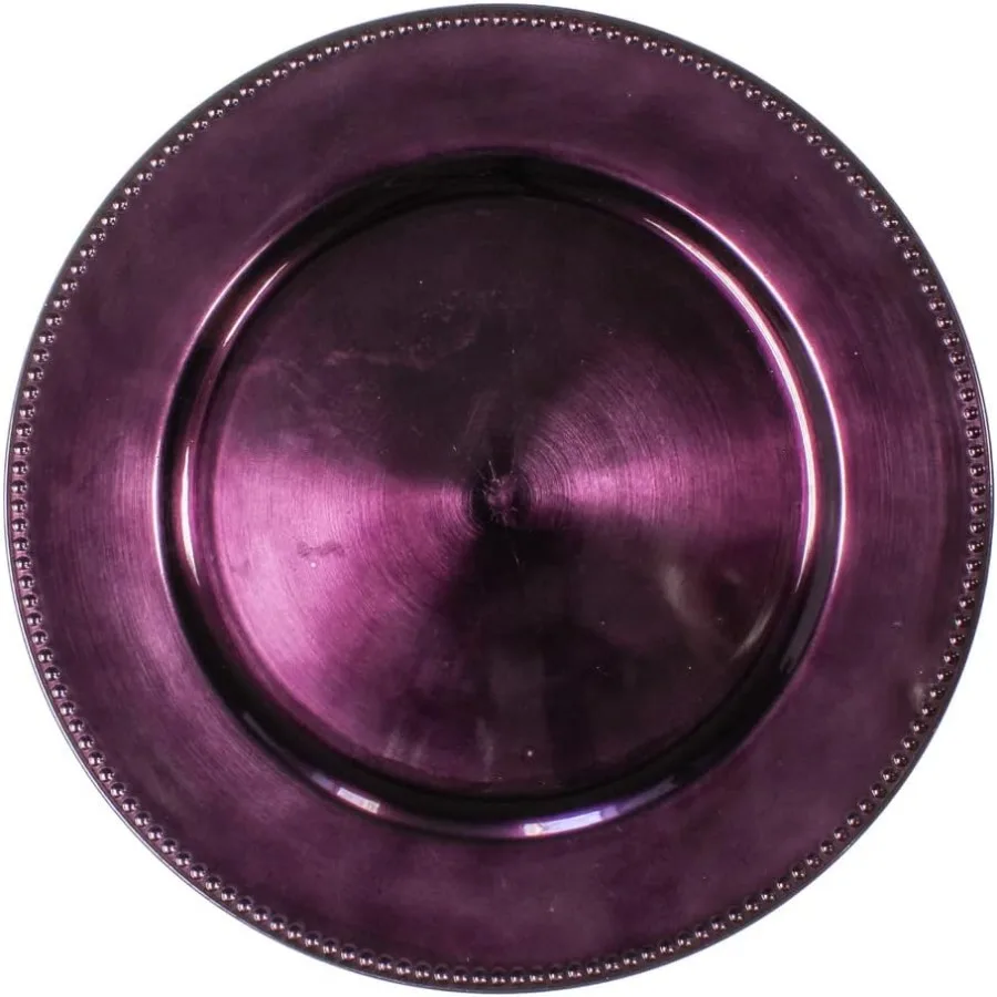 

Charger Plate Beaded Round 13" Eggplant Set of 24