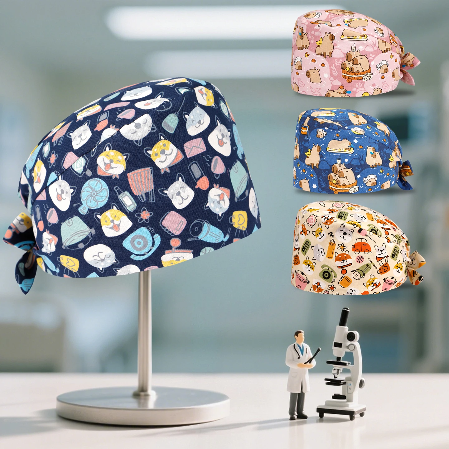 

High Quality Unisex Surgical Hat Medical Scrub Caps Nurse Accessories Hospital Dentist Doctor Caps Operating Room Headwear M1190