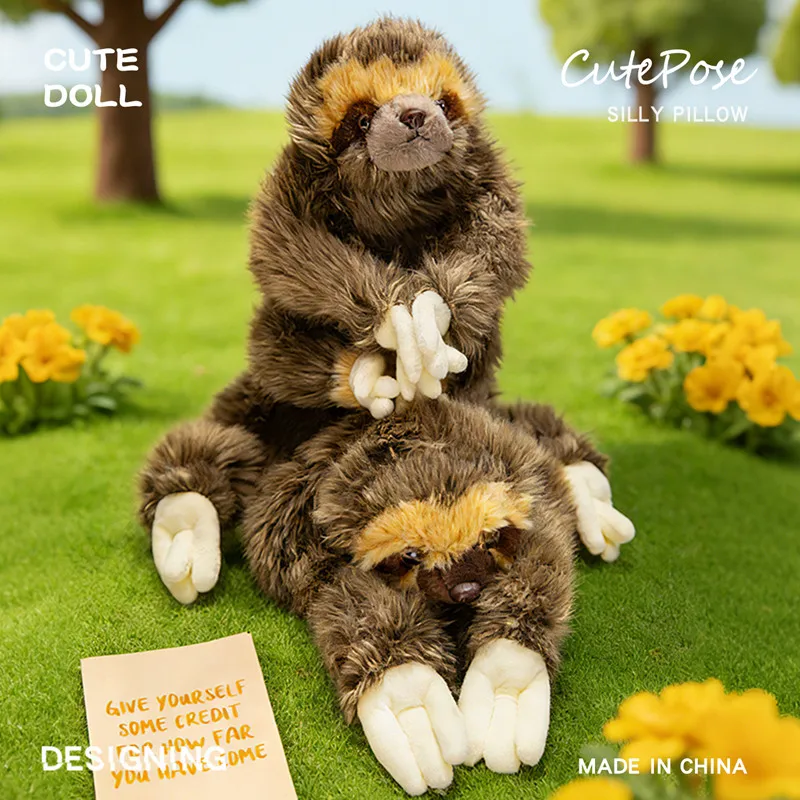 

Simulation 25-50cm Sloth Plush Toy High Quality Stuffed Animal Plushies Doll Cute Fluffy Hair Sloth Soft Kids Toys for Kids Gift