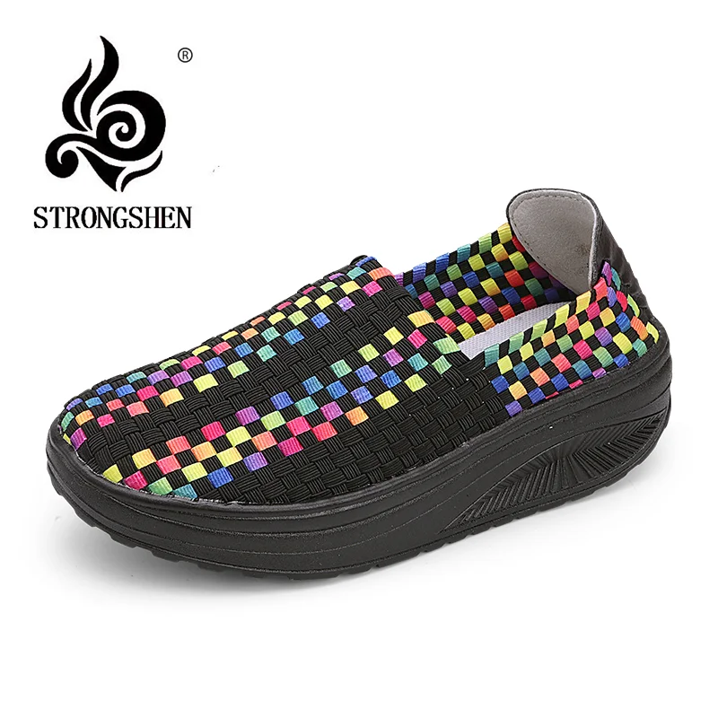 STRONGSHEN New Women Shoes Summer Casual Shoes Flats Breathe Female Shoes Walking Shoes Slip-On Lady Loafers Handmade Shoes