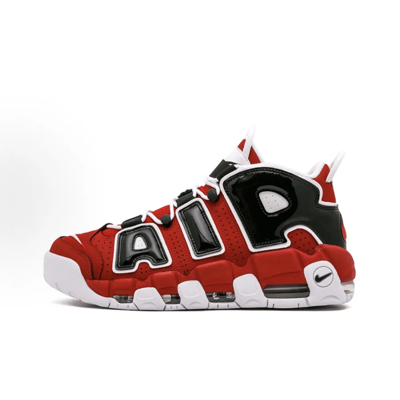 Nike Air More Uptempo Retro Mid top Basketball Shoes Comfortable and versatile Men's and Women's black and white color scheme