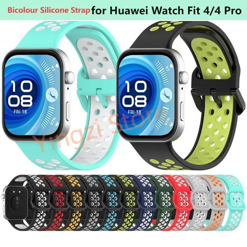 

Силиконовый двухцветный ремешок для часов Huawei Watch Fit 4 Pro Fit 4 3 SmartWatch, дышащий сменный ремешок для часов Huawei Watch Fit4 4Pro