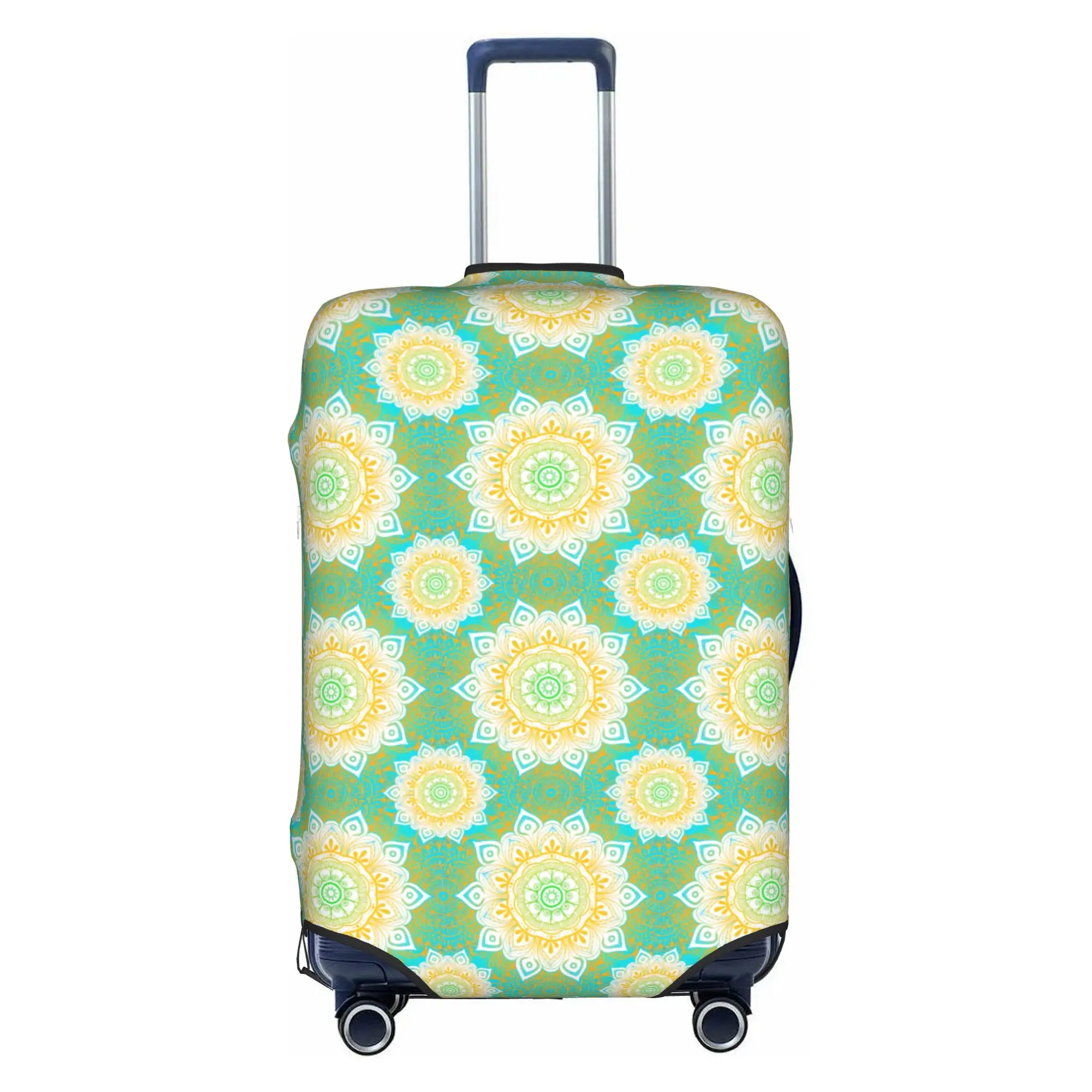 Bohemian Style Mandala Floral Travel Luggage Cover Washable Geometric Suitcase Cover Protector Fit 18-32 Inch