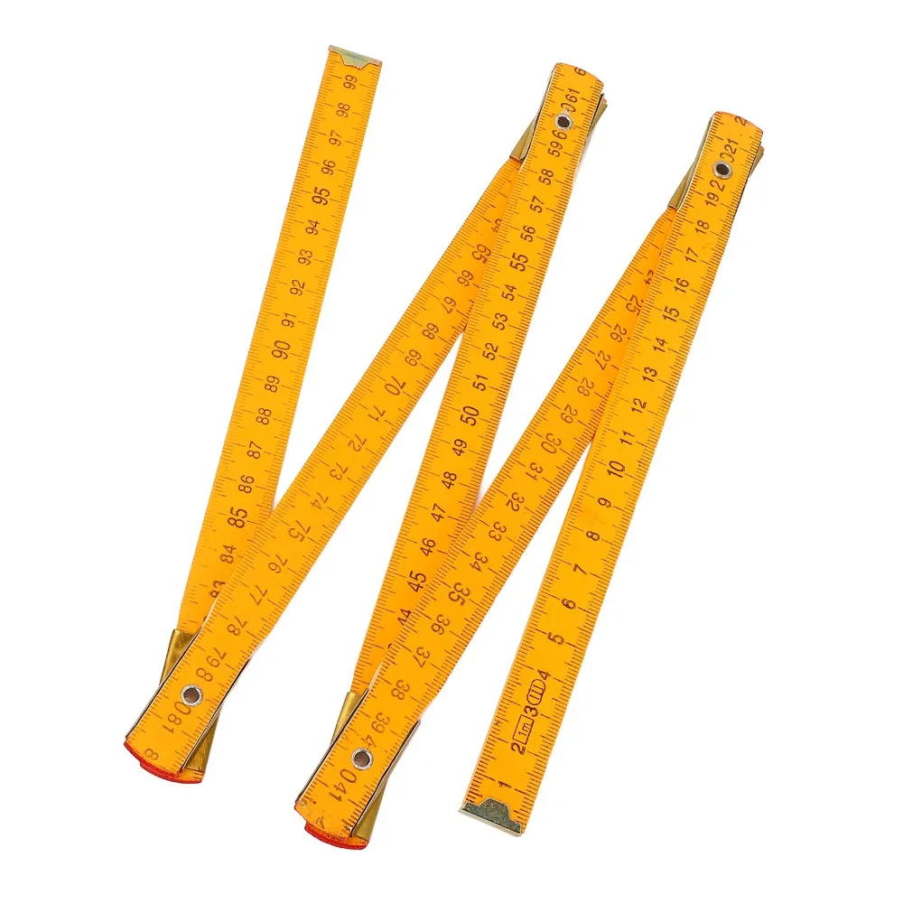 2pcs Foldable 1M Length Folding Ruler Portable Design Five Fold Design Folding Yard Stick Folding Measuring Stick For Carpenter