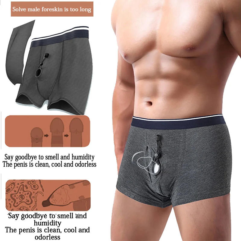 Separation Underwear Men Sexy Boxer Desensitization Comfortable Male Panties Breathable Adjustable Penis Hole Men Underwear Pack