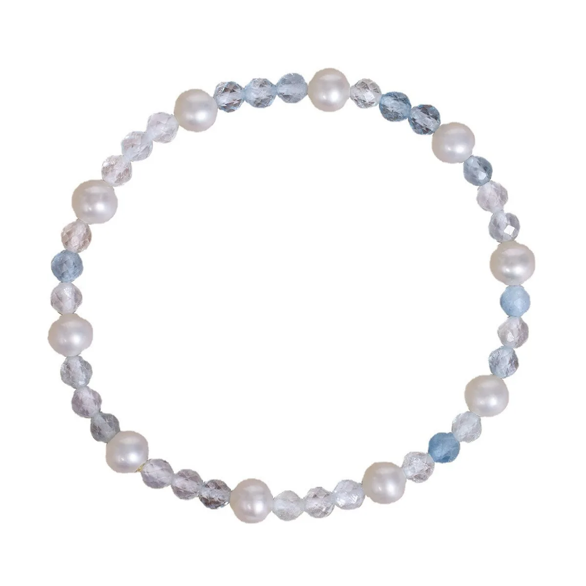Natural Freshwater Pearl Aquamarine Beaded Bracelet Elastic Thread Elegant Fashion Hand Jewelry Fresh Style Gift For Women